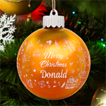 Personalized Merry Christmas illustration Name LED Glass Sphere Ornament Front