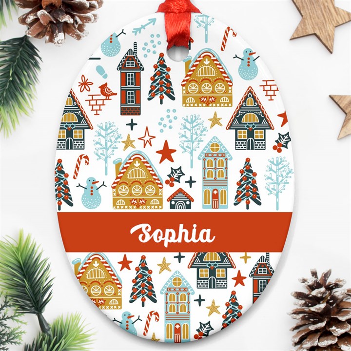 Personalized Name christmas House Ornament (Oval)