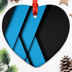 Blue Black Abstract Background, Geometric Background Heart Ornament (two Sides)