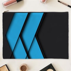 Blue Black Abstract Background, Geometric Background Cosmetic Bag (xxxl)