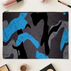 Blue, Abstract, Black, Desenho, Grey Shapes, Texture Cosmetic Bag (xxxl)