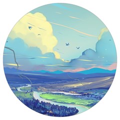 Digital Art Fantasy Landscape Round Trivet
