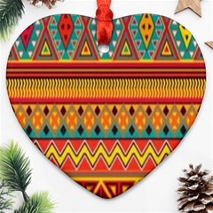 Aztec Heart Ornament (two Sides)