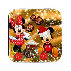 Cartoons, Disney, Merry Christmas, Minnie Square Metal Box (black)