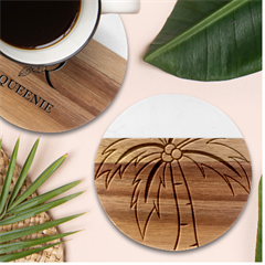 Beach Coconut Tree T- Shirt Beach Coconut Tree T- Shirt Yoga Reflexion Pose T- Shirtyoga Reflexion Pose T- Shirt Marble Wood Coaster (round)