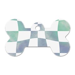 Checkerboard T- Shirt Psychedelic Watercolor Check Aqua T- Shirt Dog Tag Bone (one Side)