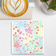 Flower Pattern T- Shirt Vintage Inspired Flower Botanical T- Shirt Uv Print Square Tile Coaster 