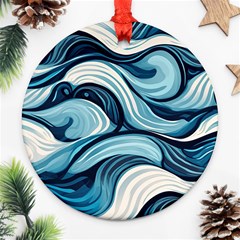 Pattern Ocean Waves Arctic Ocean Blue Nature Sea Ornament (round)