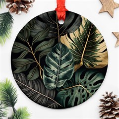 Tropical Leaves Foliage Monstera Nature Home Ornament (round)