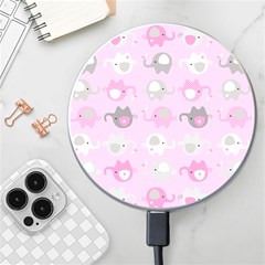 Animals Elephant Pink Cute Wireless Fast Charger(white)