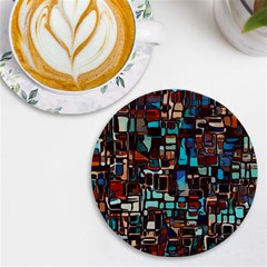 Stained Glass Mosaic Abstract Uv Print Round Tile Coaster