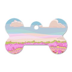 Pink And White Forest Illustration Adventure Time Cartoon Dog Tag Bone (one Side)