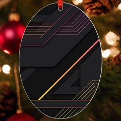 Gradient Geometric Shapes Dark Background Uv Print Acrylic Ornament Oval