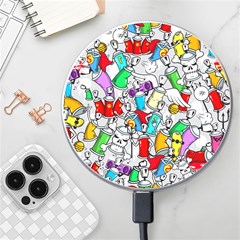 Graffity Characters Seamless Pattern Art Wireless Fast Charger(white)