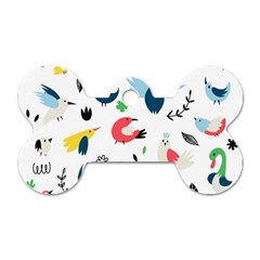 Vector Set Isolates With Cute Birds Scandinavian Style Dog Tag Bone (one Side)