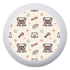 Pug Dog Cat With Bone Fish Bones Paw Prints Ball Seamless Pattern Vector Background Dento Box With Mirror