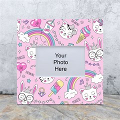 Beautiful Cute Animals Pattern Pink White Box Photo Frame 4  X 6 