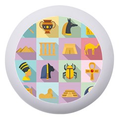 Egypt Icons Set Flat Style Dento Box With Mirror