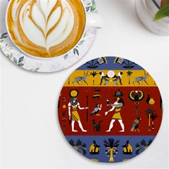 Ancient Egyptian Religion Seamless Pattern Uv Print Round Tile Coaster