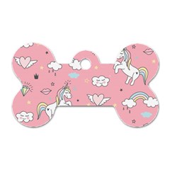 Cute Unicorn Seamless Pattern Dog Tag Bone (one Side)