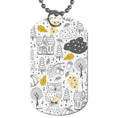 Doodle Seamless Pattern With Autumn Elements Dog Tag (one Side)