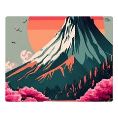 Mountain Landscape Sky Fuji Nature Two Sides Premium Plush Fleece Blanket (large)