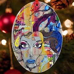 Graffiti Mural Street Art Painting Uv Print Acrylic Ornament Oval