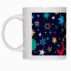Colorful Background Moons Stars White Mug