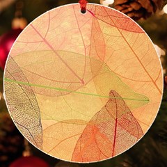 Leaves Patterns Colorful Leaf Pattern Uv Print Acrylic Ornament Round
