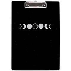 Moon Phases, Eclipse, Black A4 Acrylic Clipboard