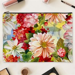 Painted Flowers Texture, Floral Background Cosmetic Bag (xxxl)