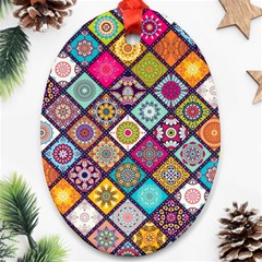 Pattern, Colorful, Floral, Patter, Texture, Tiles Ornament (oval)