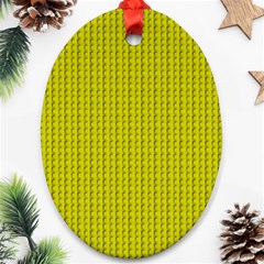 Yellow Lego Texture Macro, Yellow Dots Background Oval Ornament (two Sides)
