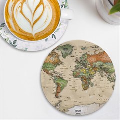 Vintage World Map Aesthetic Uv Print Round Tile Coaster