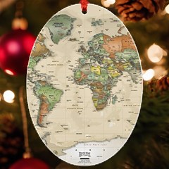 Vintage World Map Aesthetic Uv Print Acrylic Ornament Oval
