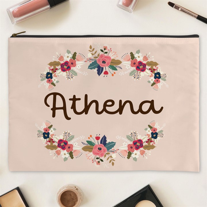 Personalized Floral Name Cosmetic Bag Cosmetic Bag (XXXL)