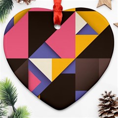 Retro Colorful Background, Geometric Abstraction Heart Ornament (two Sides)