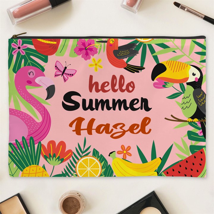 Personalized Summer Tropical Name Cosmetic Bag Cosmetic Bag (XXXL)