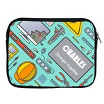 Worker Pattern Personalised Name Apple iPad Zipper Case Front