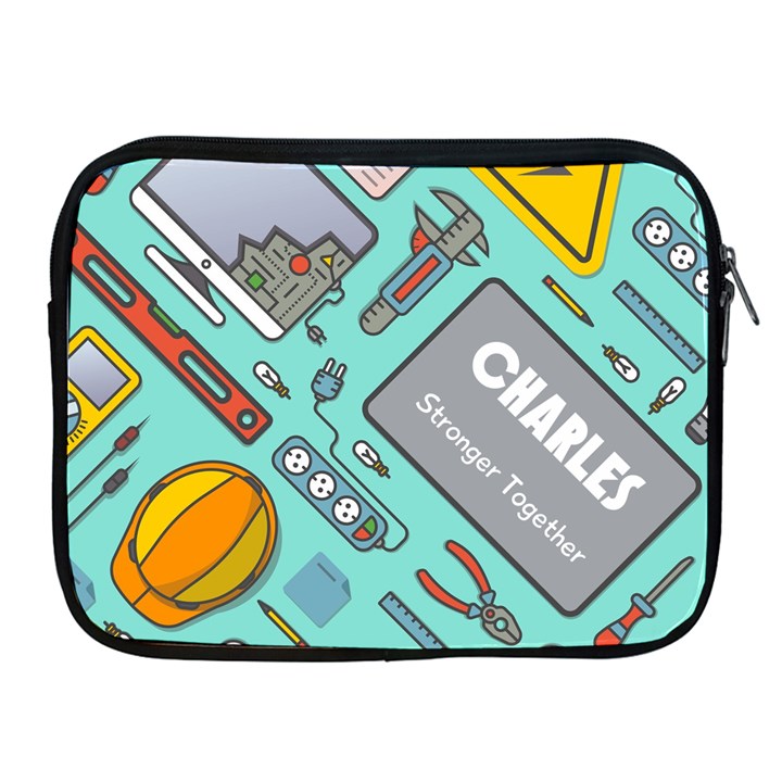 Worker Pattern Personalised Name Apple iPad Zipper Case