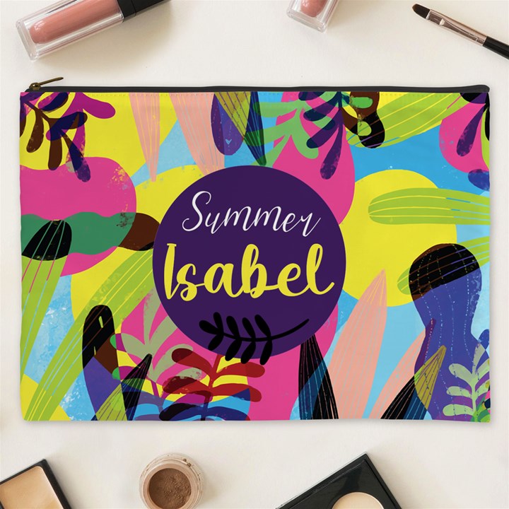 Personalized Summer Tropical Name Cosmetic Bag Cosmetic Bag (XXXL)
