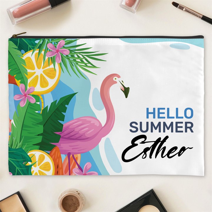 Personalized Summer Tropical Name Cosmetic Bag Cosmetic Bag (XXXL)