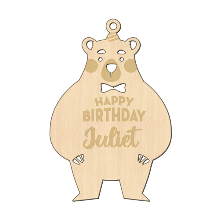 Personalized Happy Birthday Bear Wood Ornament Wood Ornament