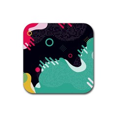 Colorful Background, Material Design, Geometric Shapes Rubber Coaster (square)
