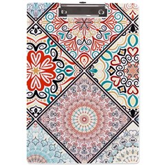 Flowers Pattern, Abstract, Art, Colorful A4 Acrylic Clipboard