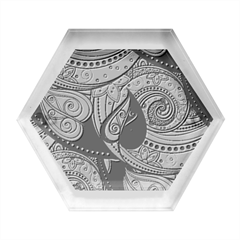 Green Paisley Background, Artwork, Paisley Patterns Hexagon Wood Jewelry Box