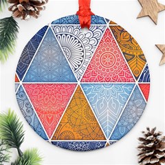 Texture With Triangles Round Ornament (two Sides)
