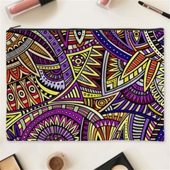 Violet Paisley Background, Paisley Patterns, Floral Patterns Cosmetic Bag (xxxl)