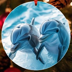 Dolphin Swimming Sea Ocean Uv Print Acrylic Ornament Round