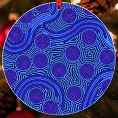 Authentic Aboriginal Art - Rivers Around Us Uv Print Acrylic Ornament Round
